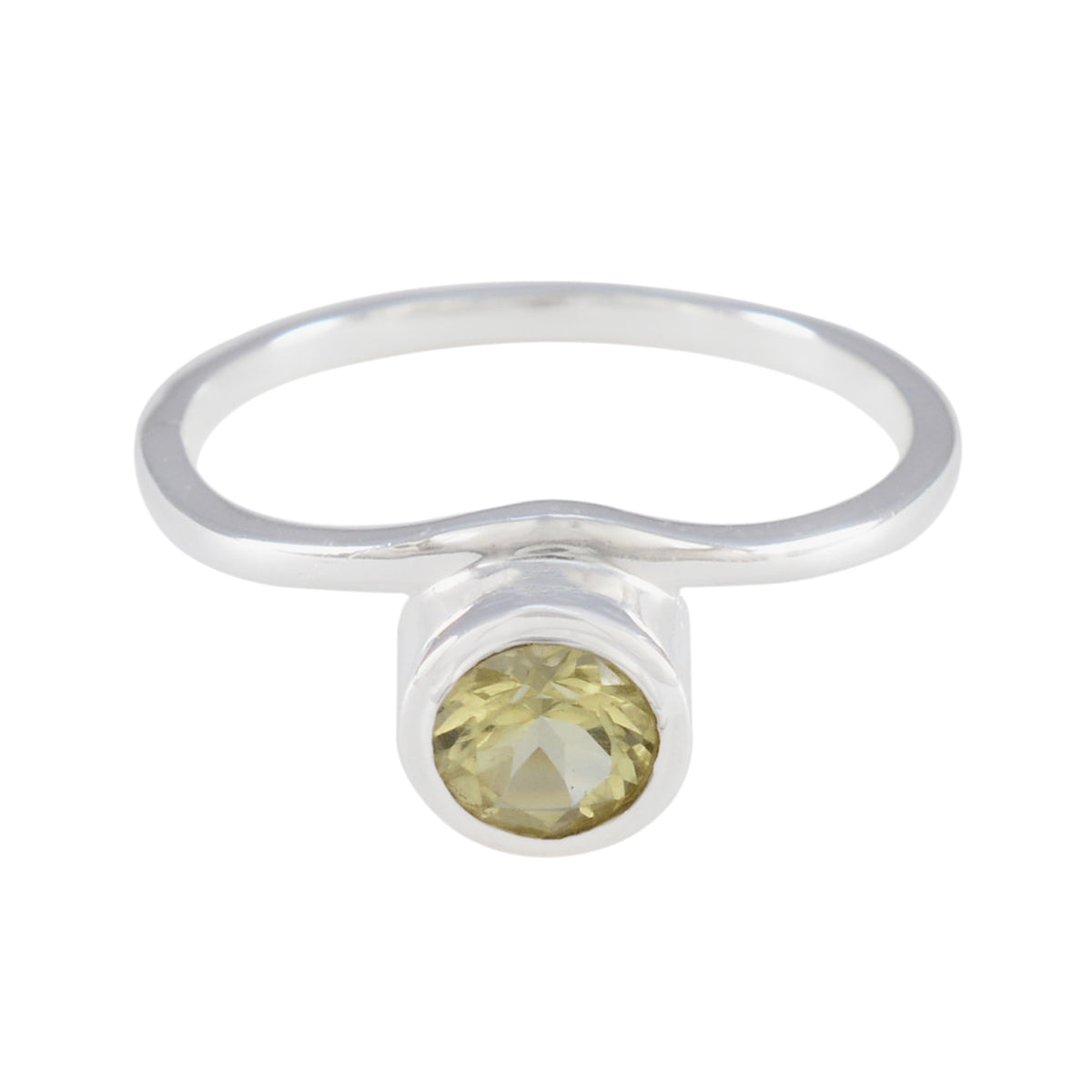 Lemon Quartz Solitaire American 925 Silver Yellow Gemstones Delicate Sophisticated Ring Jewelry