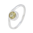 Lemon Quartz Solitaire American 925 Silver Yellow Gemstones Delicate Sophisticated Ring Jewelry
