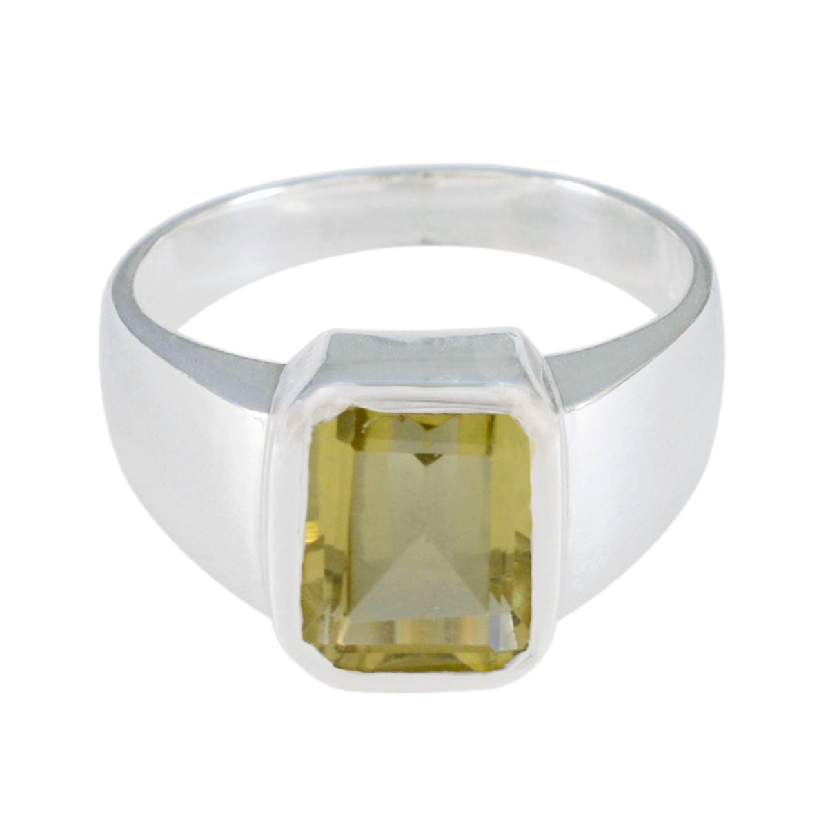 Lemon Quartz Solitaire Egyptian Sterling Silver Yellow Gemstones Mid weight Signet Ring Jewellery Immagine principale del prodotto