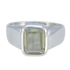 Lemon Quartz Solitaire Egyptian Sterling Silver Yellow Gemstones Mid weight Signet Ring Jewellery