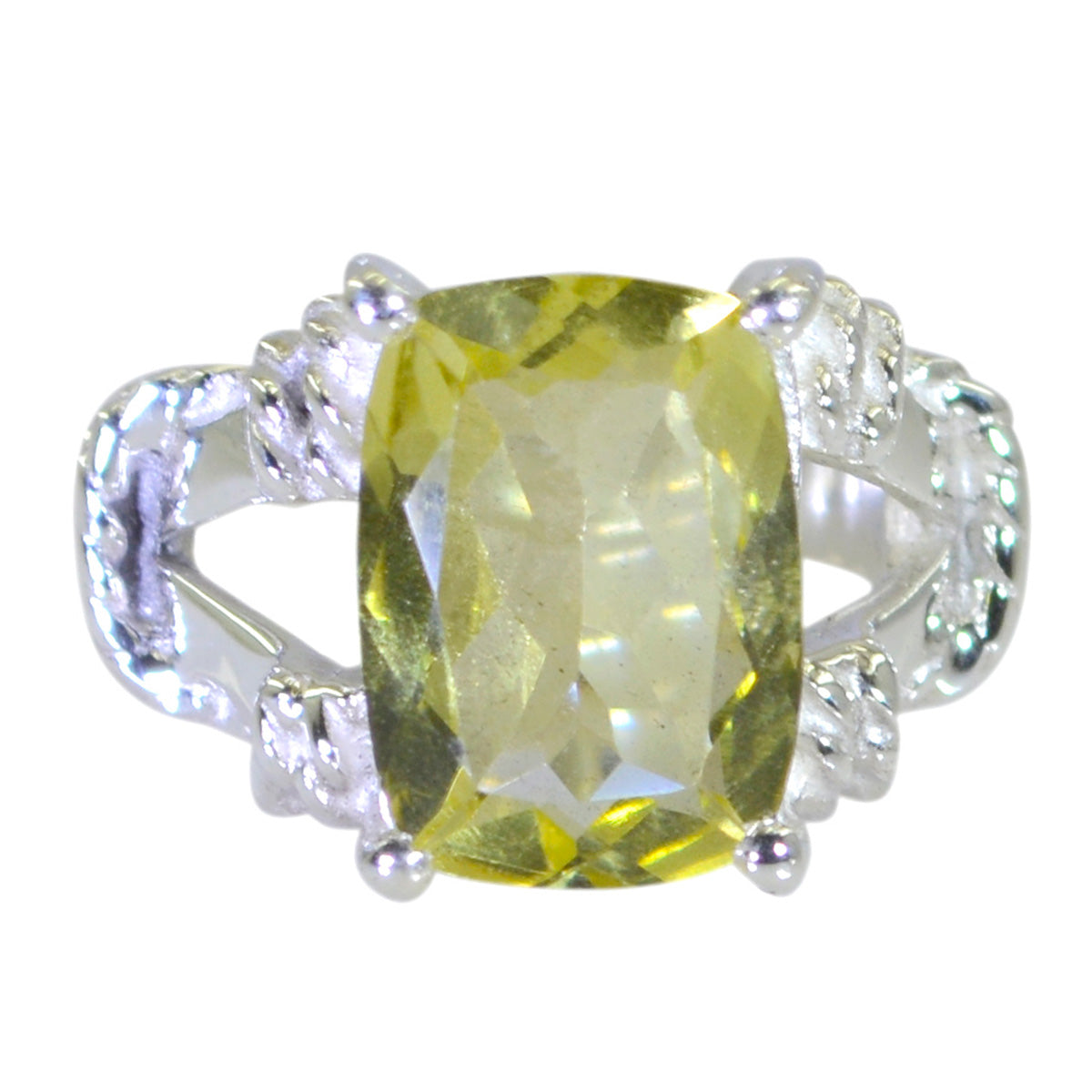 Lemon Quartz Solitaire Italian Silver Yellow Gemstones Versatile Rope Wire Ring Jewelry Hoofdafbeelding