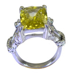Lemon Quartz Solitaire Italian Silver Yellow Gemstones Versatile Rope Wire Ring Jewelry