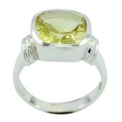 Lemon Quartz Solitaire German Silver Yellow Gems Eye catching Armor Ring Jewellery