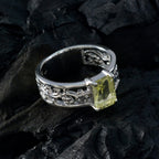 Lemon Quartz Solitaire German 925 Sterling Silver Yellow Gems Classic Feminine Ring Jewelry