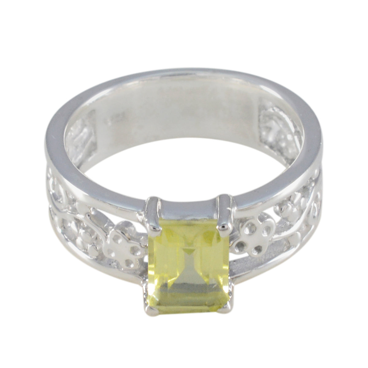 Lemon Quartz Solitaire German 925 Sterling Silver Yellow Gems Classic Feminine Ring Jewelry Immagine principale del prodotto