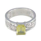 Lemon Quartz Solitaire German 925 Sterling Silver Yellow Gems Classic Feminine Ring Jewelry