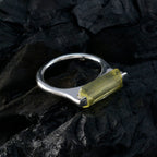 Lemon Quartz Solitaire French 92.5 Silver Yellow Gemstone Mid weight Fairytale Ring Jewellery