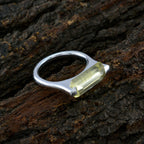 Lemon Quartz Solitaire French 92.5 Silver Yellow Gemstone Mid weight Fairytale Ring Jewellery