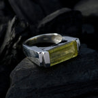 Lemon Quartz Solitaire French Silver Yellow Gemstone Versatile Armor Ring Jewellery