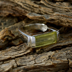 Lemon Quartz Solitaire French Silver Yellow Gemstone Versatile Armor Ring Jewellery