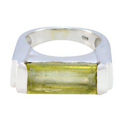 Lemon Quartz Solitaire French Silver Yellow Gemstone Versatile Armor Ring Jewellery
