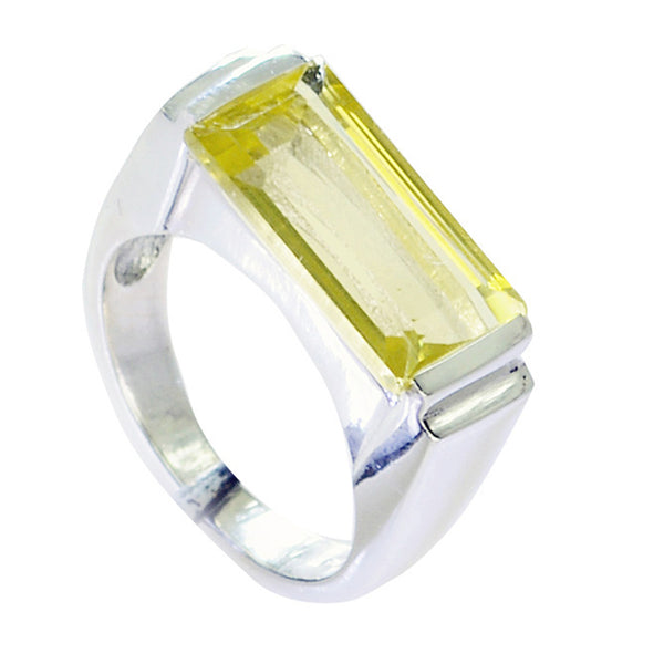 Lemon Quartz Solitaire French Silver Yellow Gemstone Versatile Armor Ring Jewellery