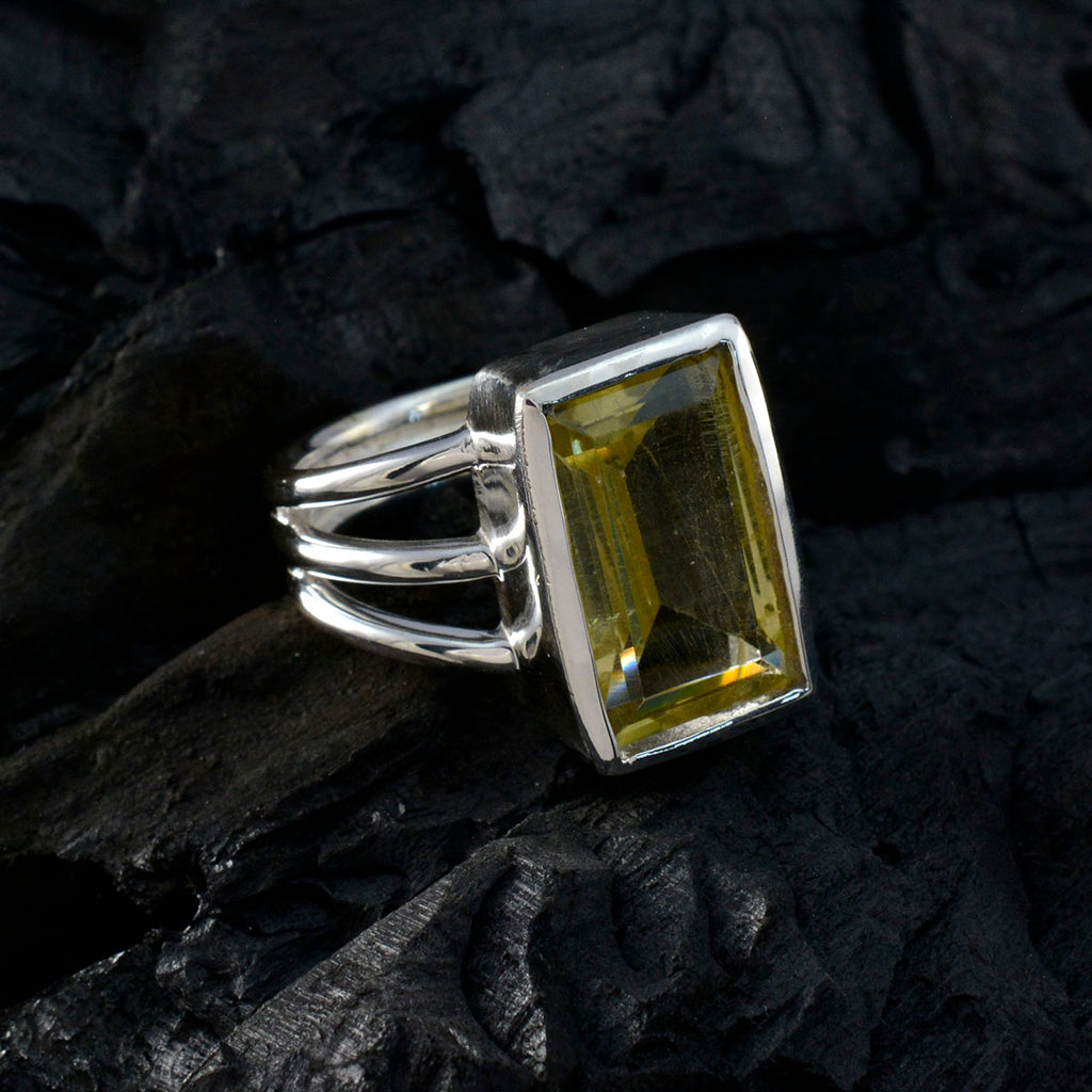 Lemon Quartz Solitaire Egyptian 92.5 Silver Yellow Gems Essential  Trendy Ring Jewelry