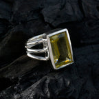 Lemon Quartz Solitaire Egyptian 92.5 Silver Yellow Gems Essential  Trendy Ring Jewelry