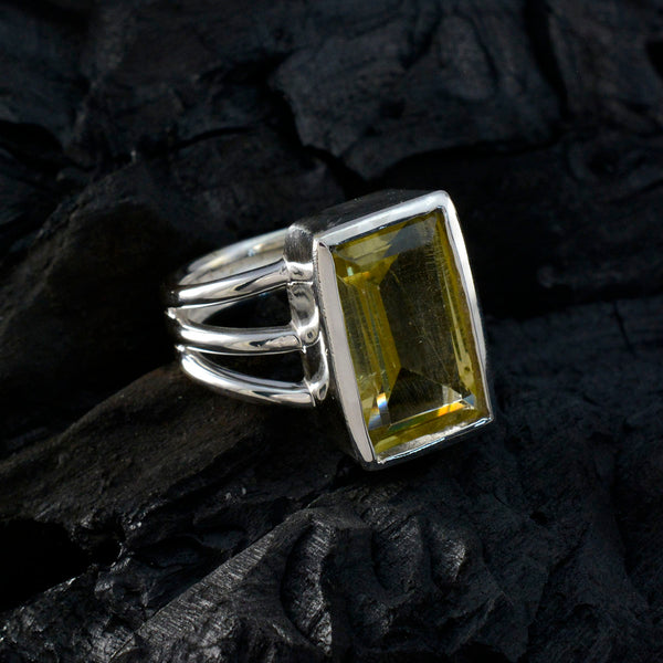 Lemon Quartz Solitaire Egyptian 92.5 Silver Yellow Gems Essential  Trendy Ring Jewelry