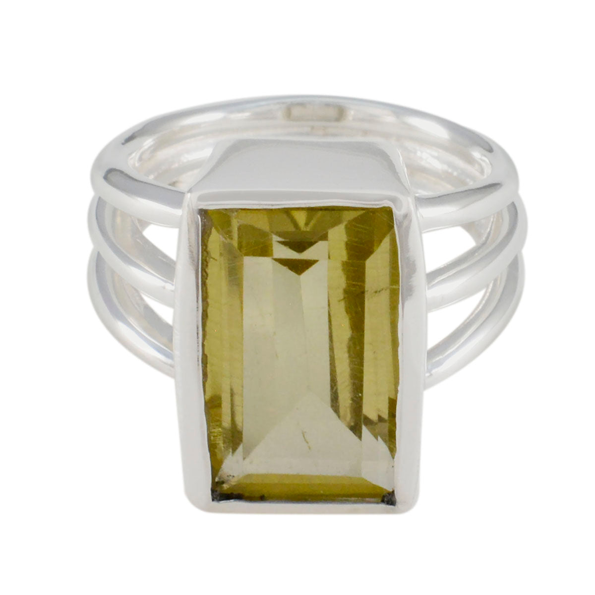 Lemon Quartz Solitaire Egyptian 92.5 Silver Yellow Gems Essential  Trendy Ring Jewelry Imagen principal del producto
