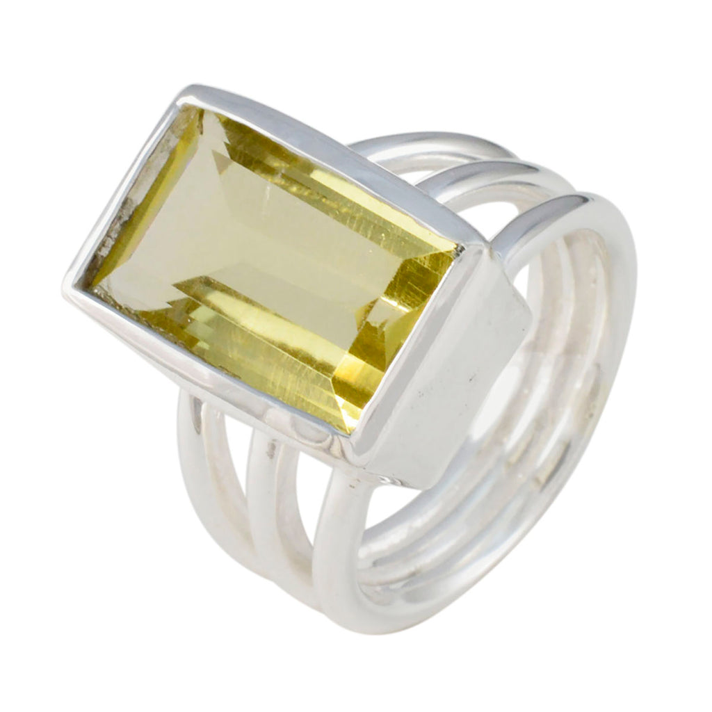 Lemon Quartz Solitaire Egyptian 92.5 Silver Yellow Gems Essential  Trendy Ring Jewelry
