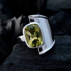 Lemon Quartz Solitaire French 925 Sterling Silver Yellow Gemstones Versatile Signet Ring Jewelry