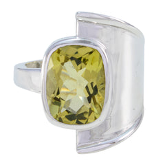 Lemon Quartz Solitaire French 925 Sterling Silver Yellow Gemstones Versatile Signet Ring Jewelry