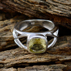Lemon Quartz Solitaire German 925 Silver Yellow Gemstones Tiny Romantic Ring Jewelry