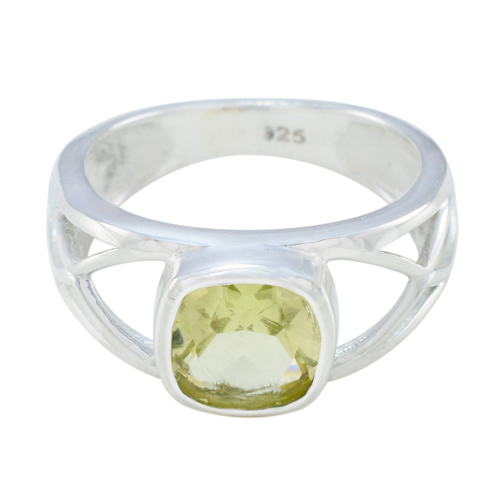 Lemon Quartz Solitaire German 925 Silver Yellow Gemstones Tiny Romantic Ring Jewelry