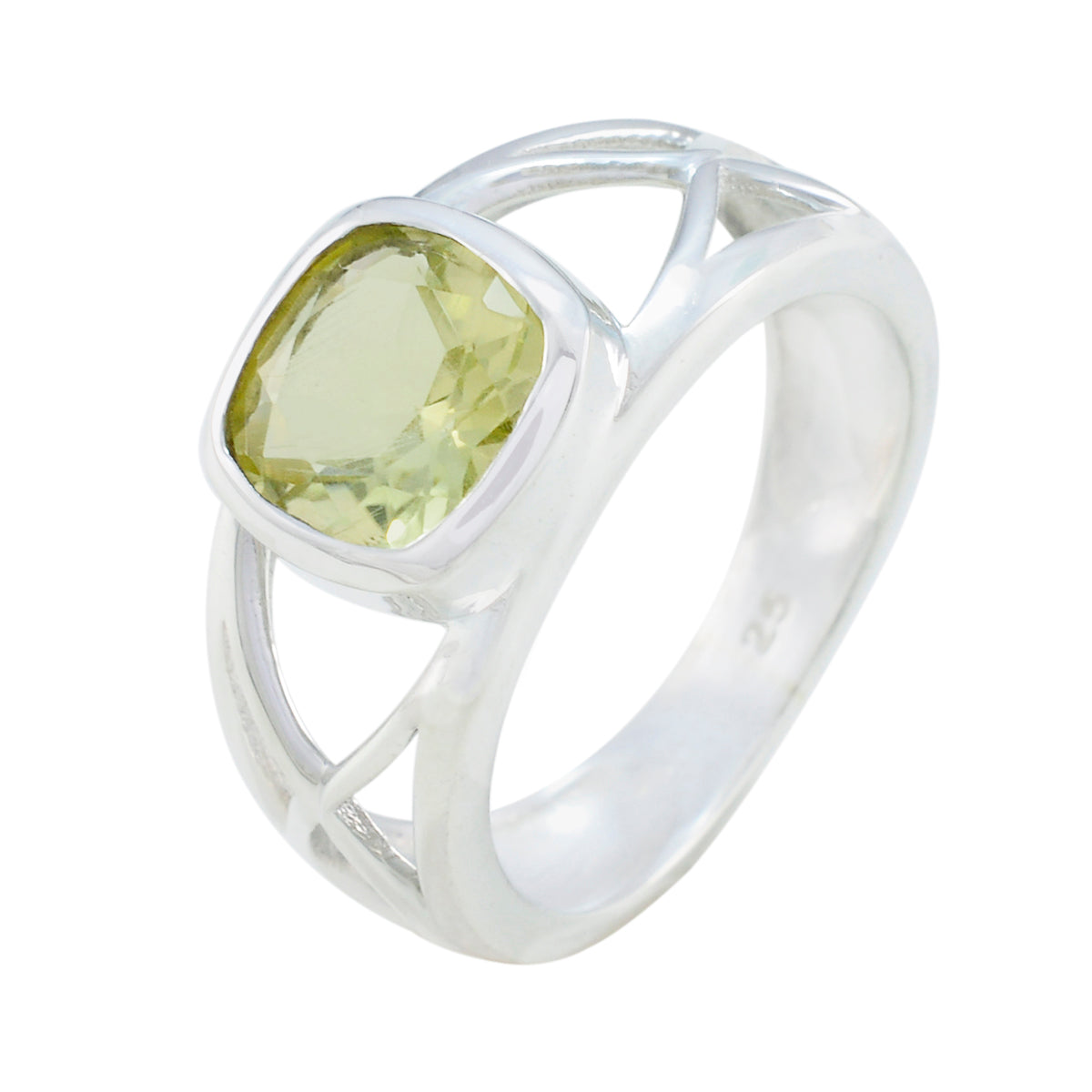 Lemon Quartz Solitaire German 925 Silver Yellow Gemstones Tiny Romantic Ring Jewelry