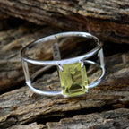 Lemon Quartz Solitaire Turkish 925 Silver Yellow Gemstones Whisper thin Geometric Band Jewellery