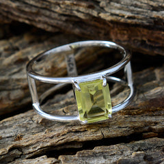 Lemon Quartz Solitaire Turkish 925 Silver Yellow Gemstones Whisper thin Geometric Band Jewellery