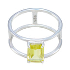 Lemon Quartz Solitaire Turkish 925 Silver Yellow Gemstones Whisper thin Geometric Band Jewellery