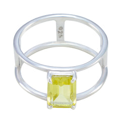 Lemon Quartz Solitaire Turkish 925 Silver Yellow Gemstones Whisper thin Geometric Band Jewellery