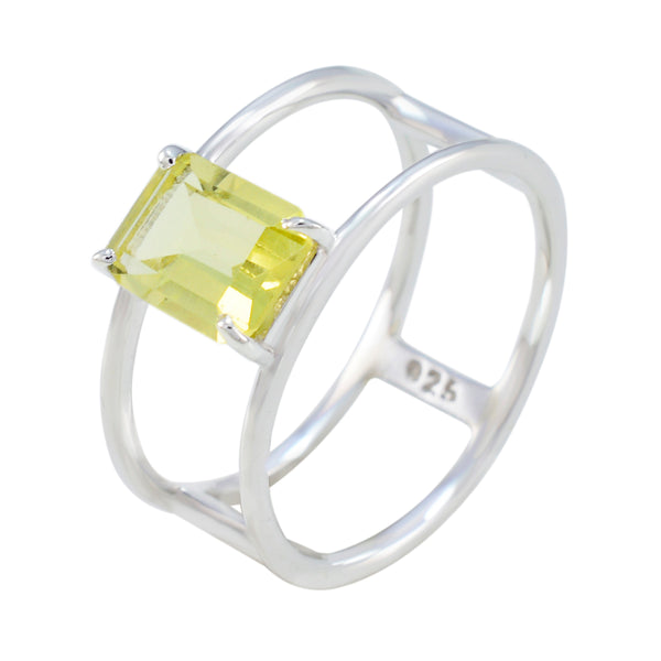Lemon Quartz Solitaire Turkish 925 Silver Yellow Gemstones Whisper thin Geometric Band Jewellery