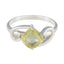 Lemon Quartz Solitaire German Sterling Silver Yellow Gems Slim Cultural Ring Jewelry