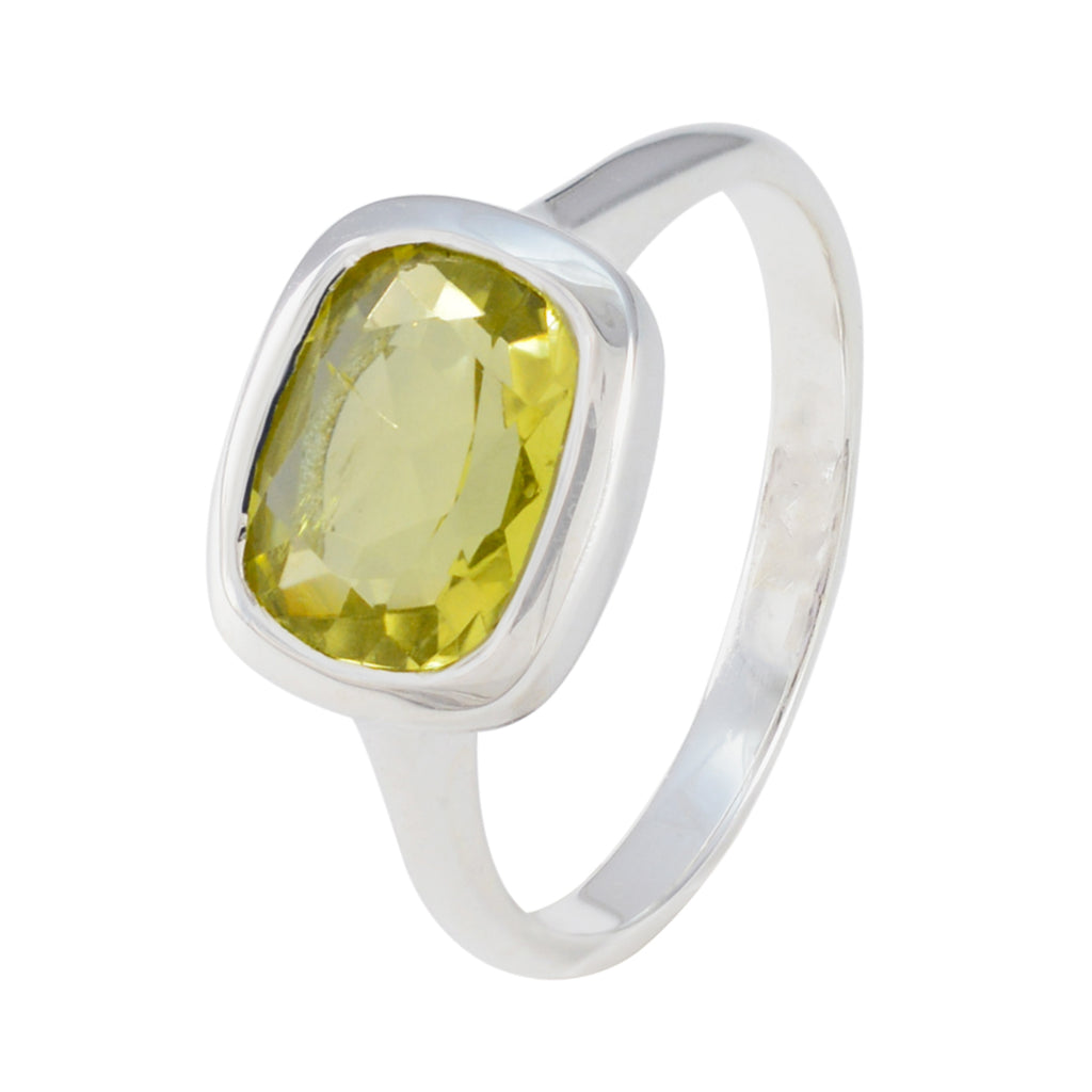 Lemon Quartz Solitaire French Sterling Silver Yellow Gems Slim Sophisticated Ring Jewellery
