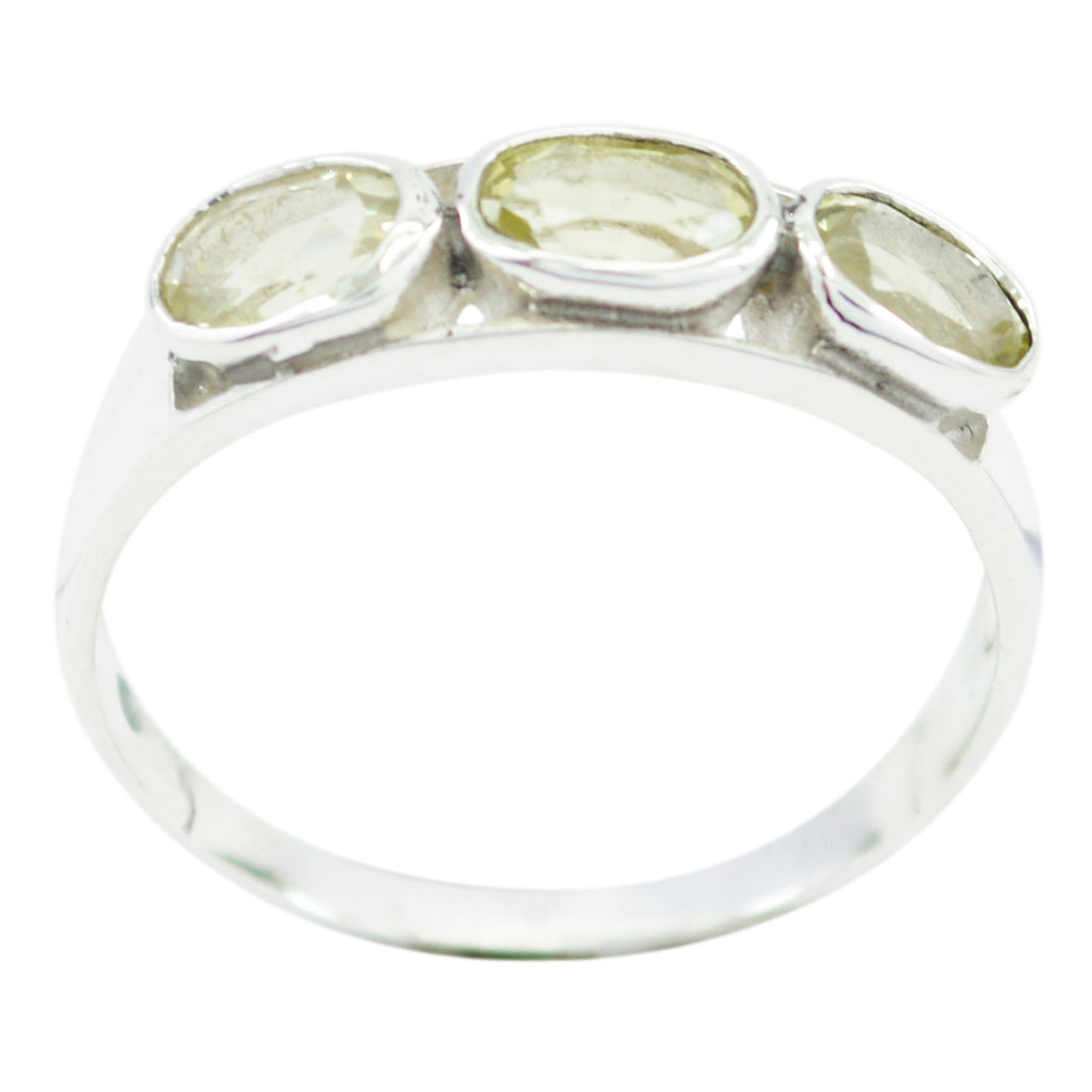 Lemon Quartz Trilogy Turkish 925 Silver Yellow Gemstones Dainty Graceful Ring Jewelry