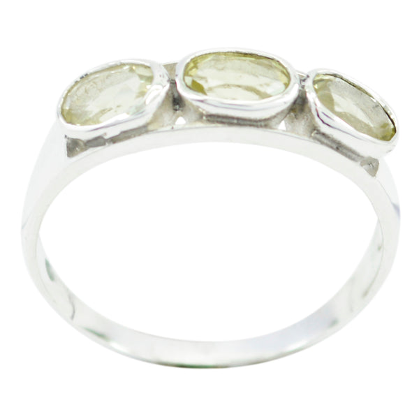 Lemon Quartz Trilogy Turkish 925 Silver Yellow Gemstones Dainty Graceful Ring Jewelry