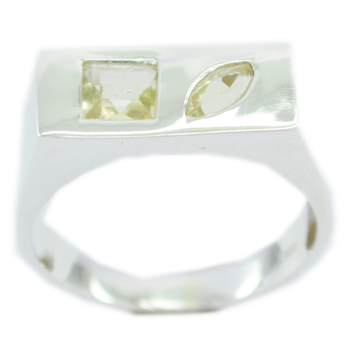 Lemon Quartz Toi et Moi Moroccan 92.5 Silver Yellow Gemstone Tiny Abstract Ring Jewellery