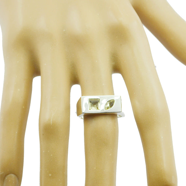 Lemon Quartz Toi et Moi Moroccan 92.5 Silver Yellow Gemstone Tiny Abstract Ring Jewellery