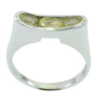 Lemon Quartz Trilogy Indian 92.5 Silver Yellow Gemstones Tiny Glamorous Ring Jewellery