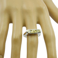 Lemon Quartz Trilogy Indian 92.5 Silver Yellow Gemstones Tiny Glamorous Ring Jewellery