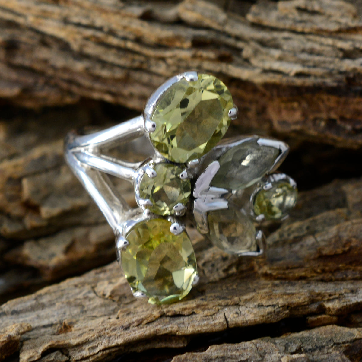 Lemon Quartz Hexa French Sterling Silver Yellow Gemstones Versatile Contemporary Ring Jewelry