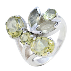 Lemon Quartz Hexa French Sterling Silver Yellow Gemstones Versatile Contemporary Ring Jewelry