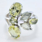 Lemon Quartz Hexa French Sterling Silver Yellow Gemstones Versatile Contemporary Ring Jewelry