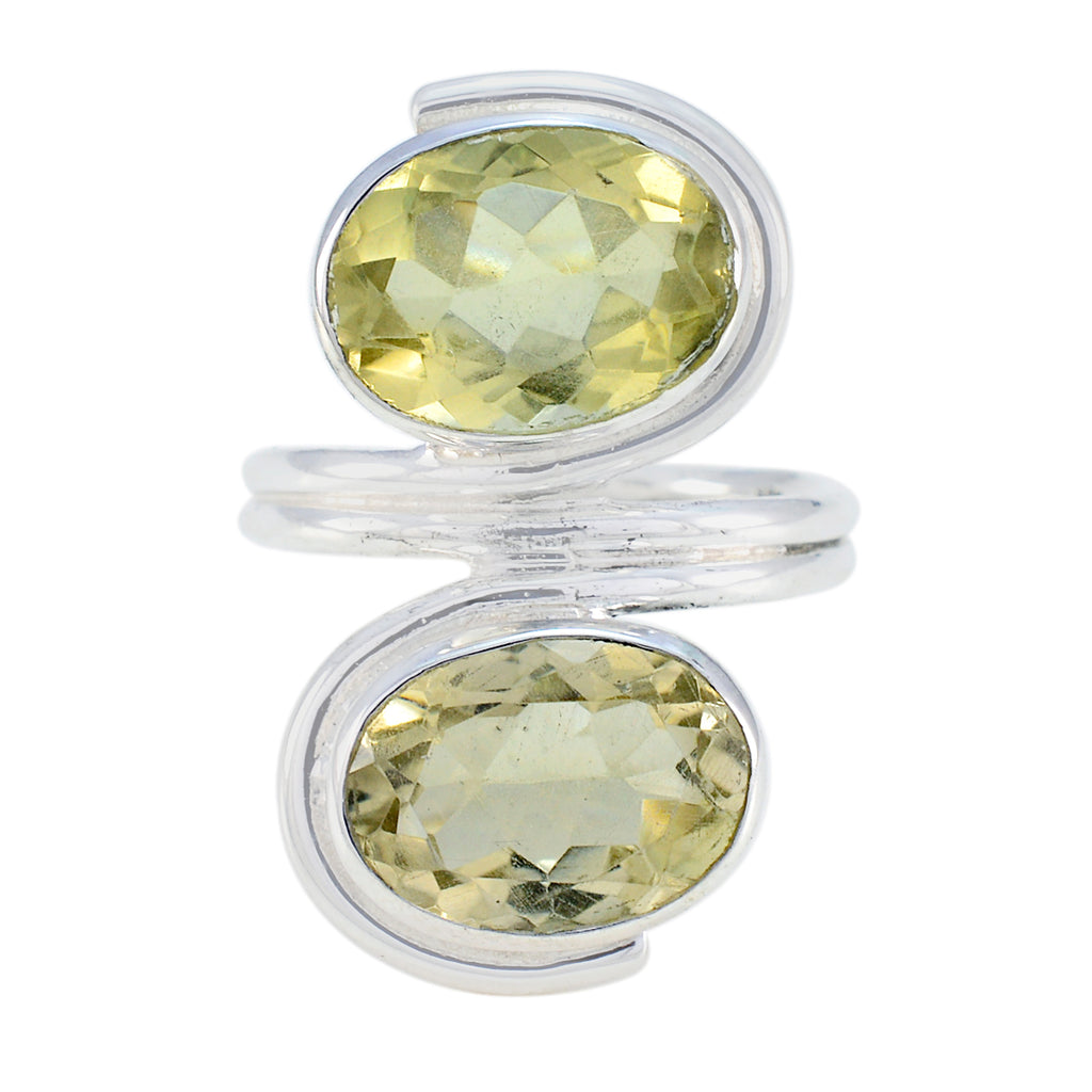 Lemon Quartz Toi et Moi German 92.5 Silver Yellow Gemstones Versatile Trendy Ring Jewellery