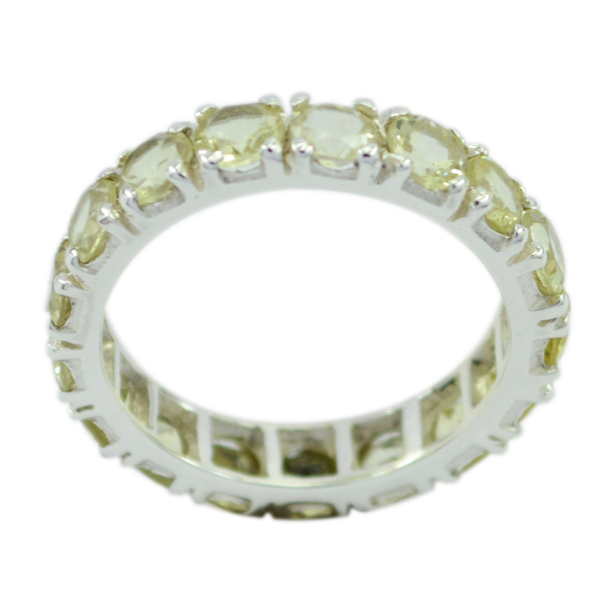 Lemon Quartz multiple American 925 Sterling Silver Yellow Gems Delicate Eternity Band Jewellery