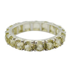 Lemon Quartz multiple American 925 Sterling Silver Yellow Gems Delicate Eternity Band Jewellery