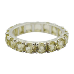 Lemon Quartz multiple American 925 Sterling Silver Yellow Gems Delicate Eternity Band Jewellery