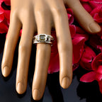 Lemon Quartz Penta Indian Sterling Silver Yellow Gemstones Minimal Cultural Ring Jewellery