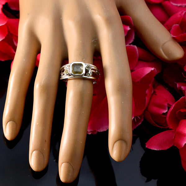 Lemon Quartz Penta Indian Sterling Silver Yellow Gemstones Minimal Cultural Ring Jewellery
