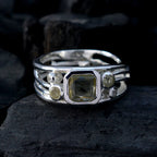 Lemon Quartz Penta Indian Sterling Silver Yellow Gemstones Minimal Cultural Ring Jewellery