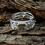 Lemon Quartz Penta Indian Sterling Silver Yellow Gemstones Minimal Cultural Ring Jewellery